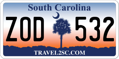 SC license plate ZOD532