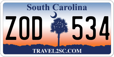 SC license plate ZOD534