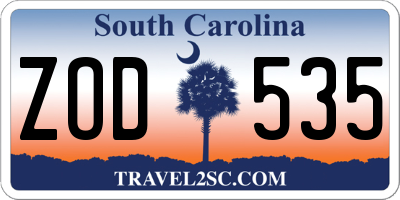 SC license plate ZOD535