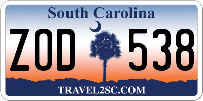 SC license plate ZOD538