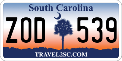 SC license plate ZOD539