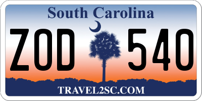 SC license plate ZOD540