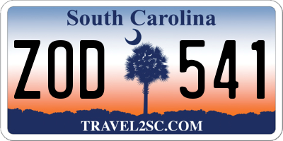 SC license plate ZOD541