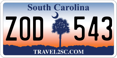 SC license plate ZOD543