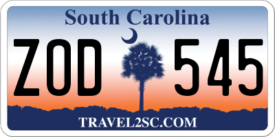 SC license plate ZOD545