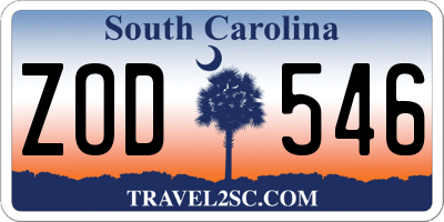 SC license plate ZOD546