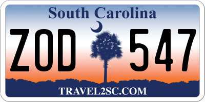 SC license plate ZOD547