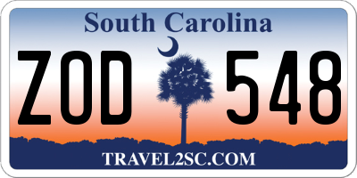 SC license plate ZOD548