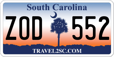 SC license plate ZOD552