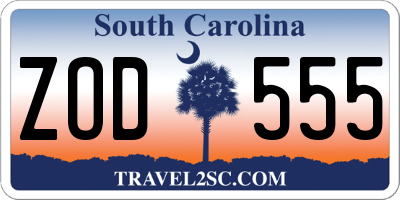 SC license plate ZOD555