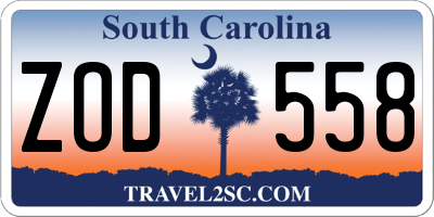 SC license plate ZOD558