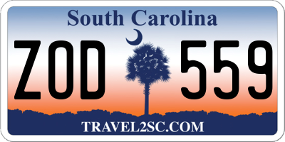 SC license plate ZOD559