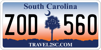 SC license plate ZOD560