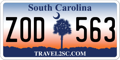 SC license plate ZOD563