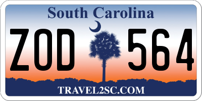 SC license plate ZOD564