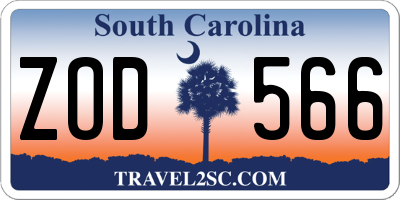 SC license plate ZOD566