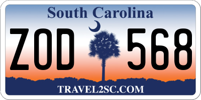 SC license plate ZOD568