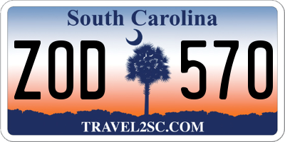 SC license plate ZOD570