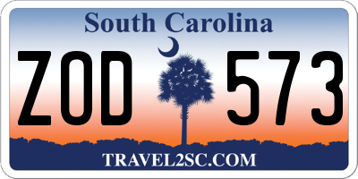 SC license plate ZOD573