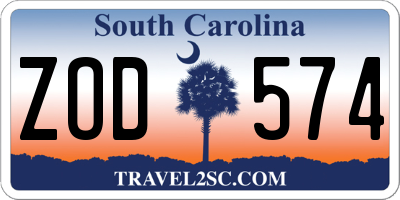 SC license plate ZOD574