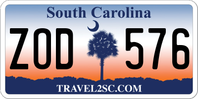 SC license plate ZOD576