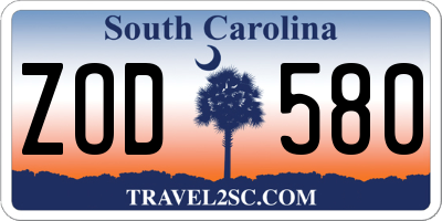 SC license plate ZOD580