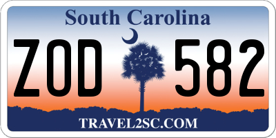 SC license plate ZOD582