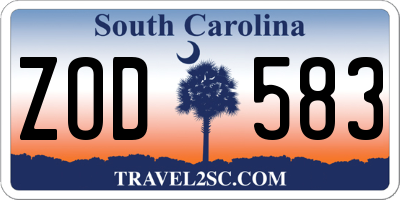 SC license plate ZOD583