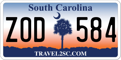 SC license plate ZOD584
