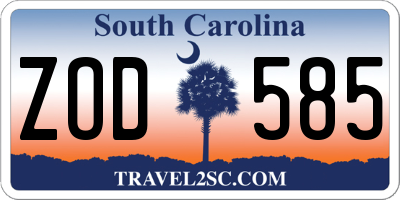 SC license plate ZOD585