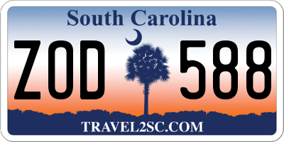 SC license plate ZOD588