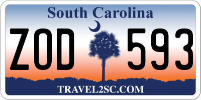 SC license plate ZOD593