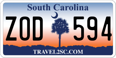 SC license plate ZOD594