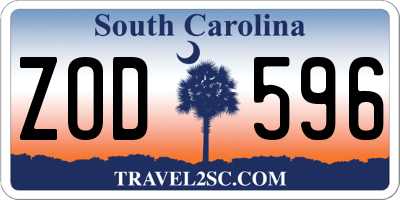 SC license plate ZOD596