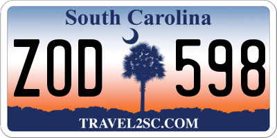 SC license plate ZOD598