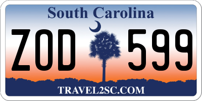 SC license plate ZOD599