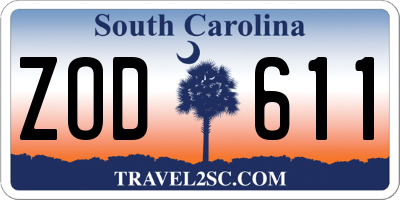 SC license plate ZOD611