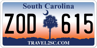 SC license plate ZOD615
