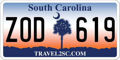 SC license plate ZOD619