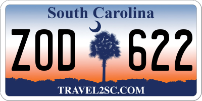 SC license plate ZOD622