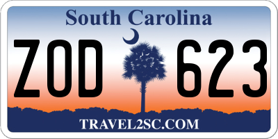 SC license plate ZOD623