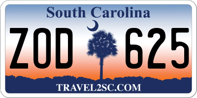 SC license plate ZOD625