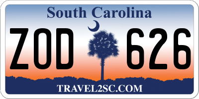 SC license plate ZOD626