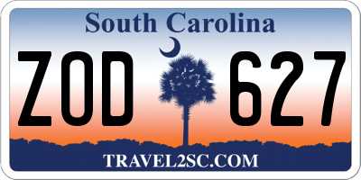 SC license plate ZOD627