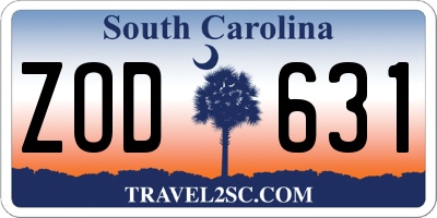 SC license plate ZOD631