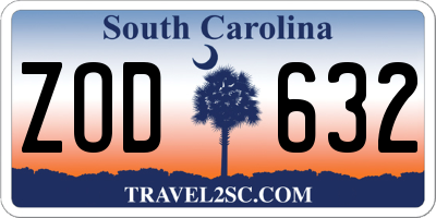 SC license plate ZOD632