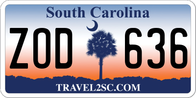 SC license plate ZOD636