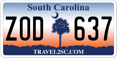 SC license plate ZOD637