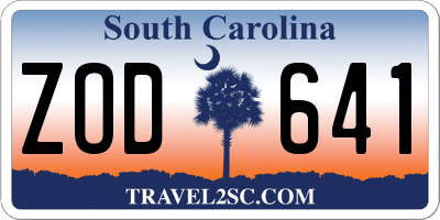 SC license plate ZOD641