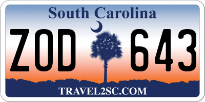 SC license plate ZOD643